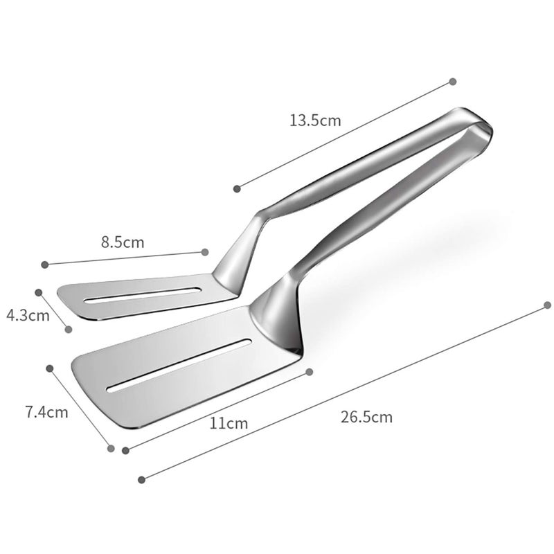 AOOSY 304 Steak Clamps, 3-in-1 Cooking Tong, Double Sided Spatula, 10 Inch Multifunctional Stainless Steel Food Flipping Spatula Tongs Clip for Bread Hamburger BBQ Meats Pizza Pies Bread Fish - Image 2